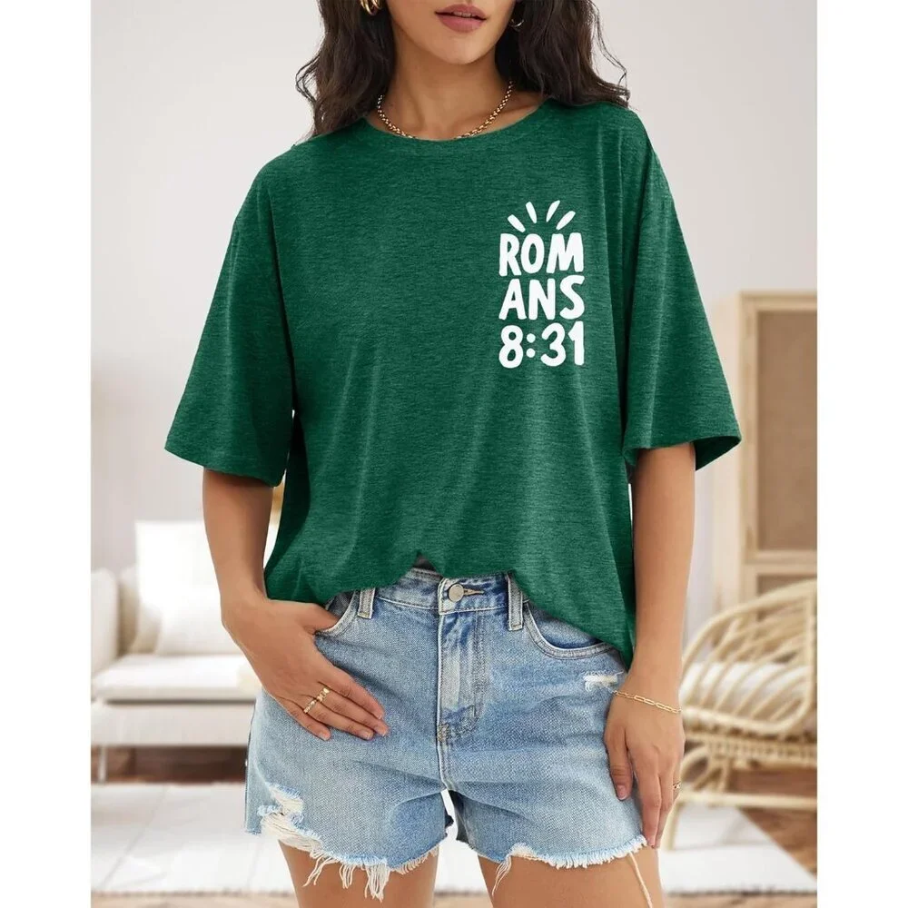 Christian Women's Oversized T Shirt Faith Bible Verse Religious Casual - Picture 2 of 6